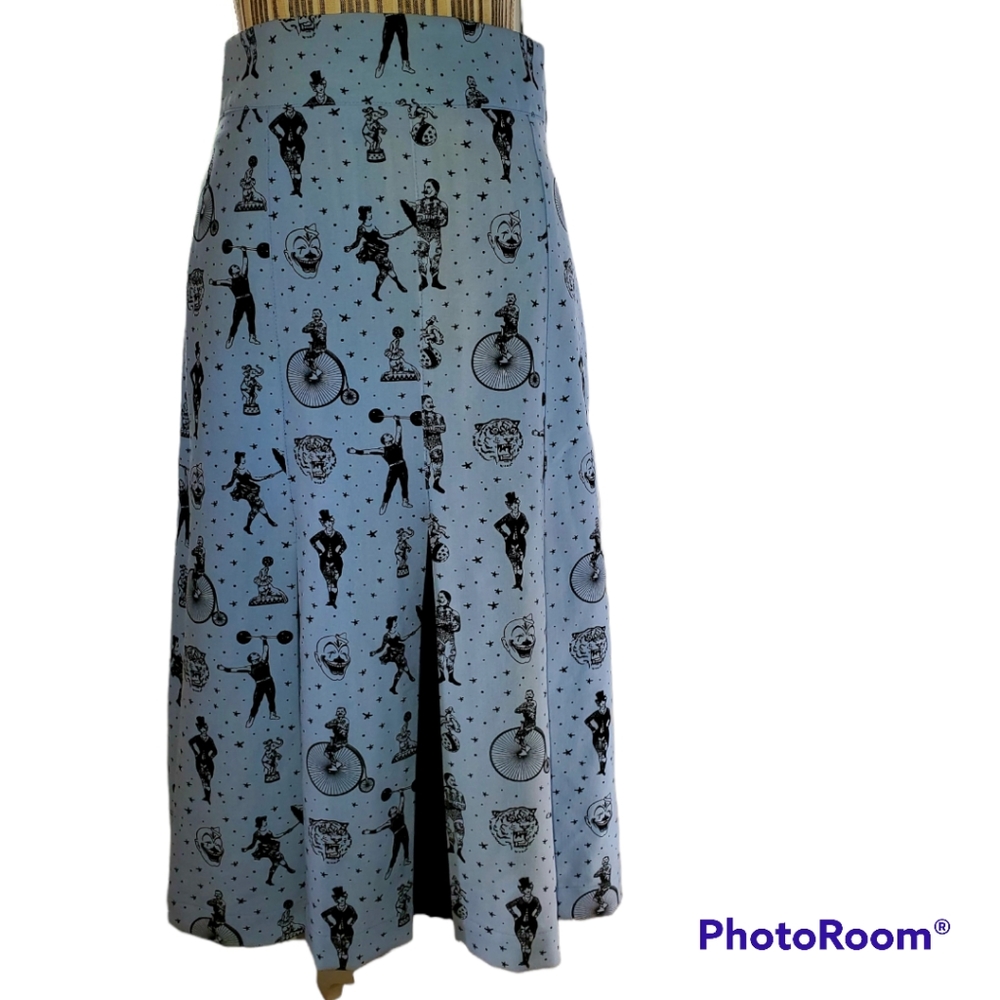 ROCK STEADY Light Blue Circus Trumpet Pinup Rockabilly Skirt L